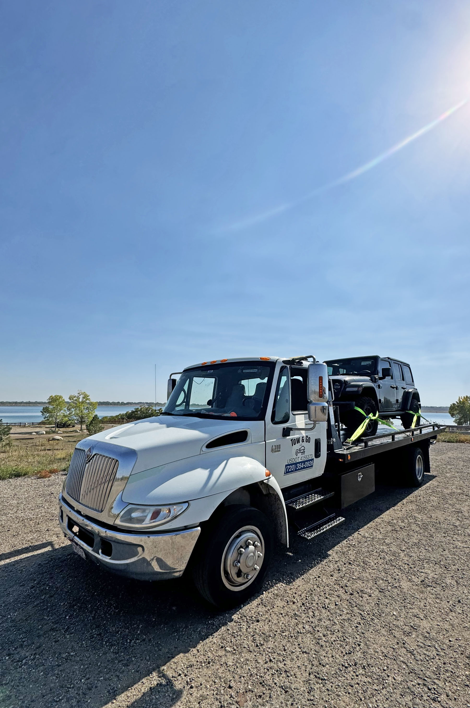 Tow truck towing a vehicle