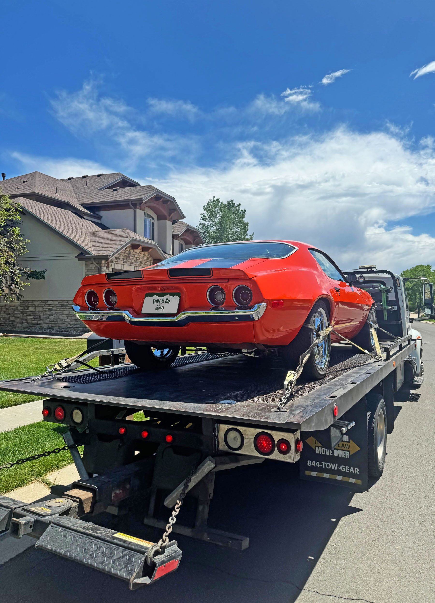 Rear view of the tow truck